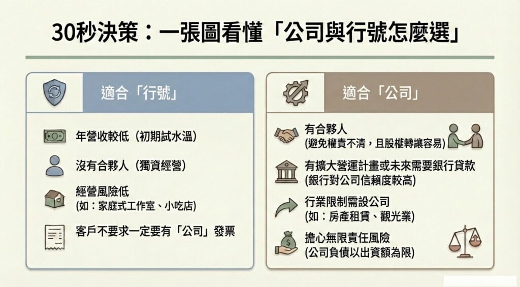 公司與行號選擇快速決策圖